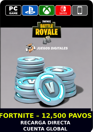 Fortnite: 12500 Pavos V-Bucks GLOBAL